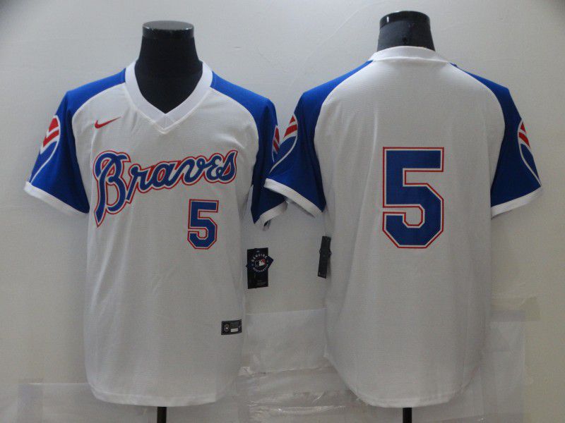 Men Atlanta Braves 5 No name White Game 2021 Nike MLB Jersey